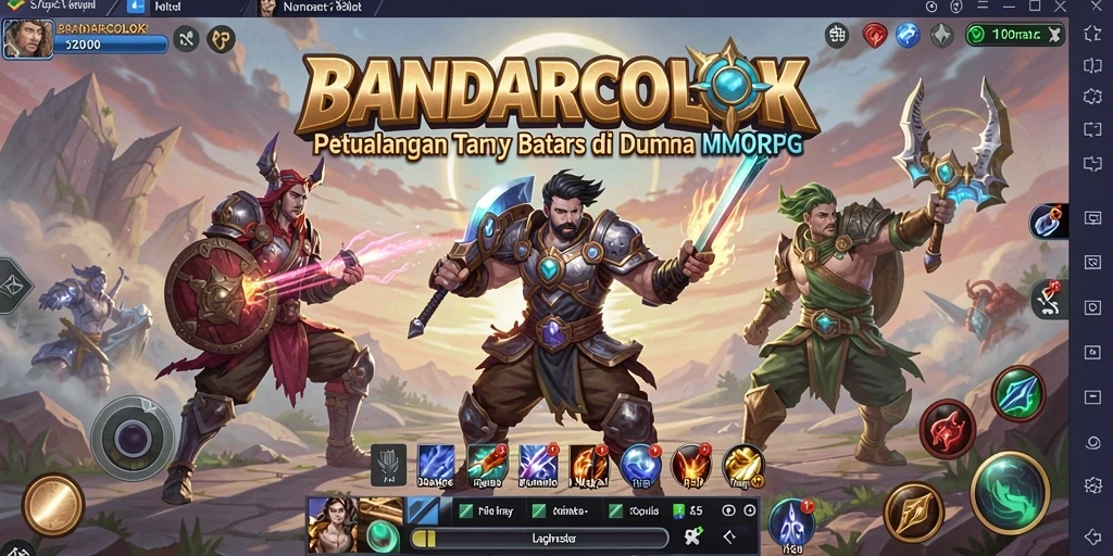 Tangkapan layar gameplay BANDARCOLOK yang menampilkan pertarungan melawan monster besar.