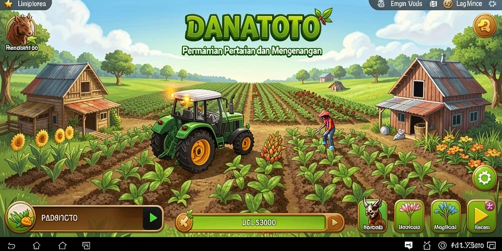 Tangkapan layar gameplay <strong>DANATOTO</strong> menunjukkan ladang yang subur dan penuh warna.