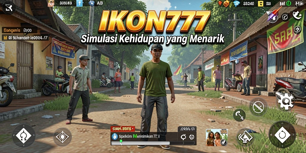 Screenshot gameplay IKON777 menampilkan interaksi karakter dan lingkungan yang detail.