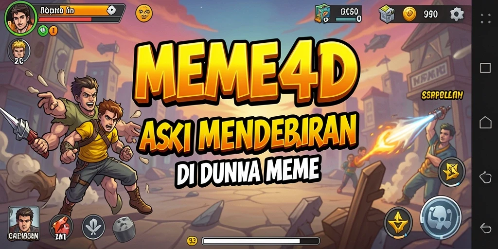 Screenshot dari gameplay MEME4D dengan aksi seru dan karakter lucu.