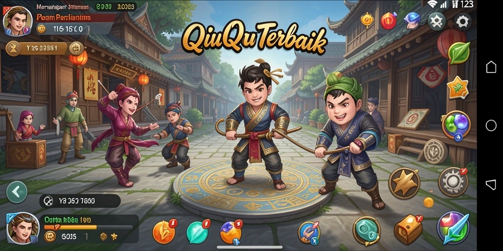 Tampilan gameplay QiuQiu yang seru dan mendebarkan.