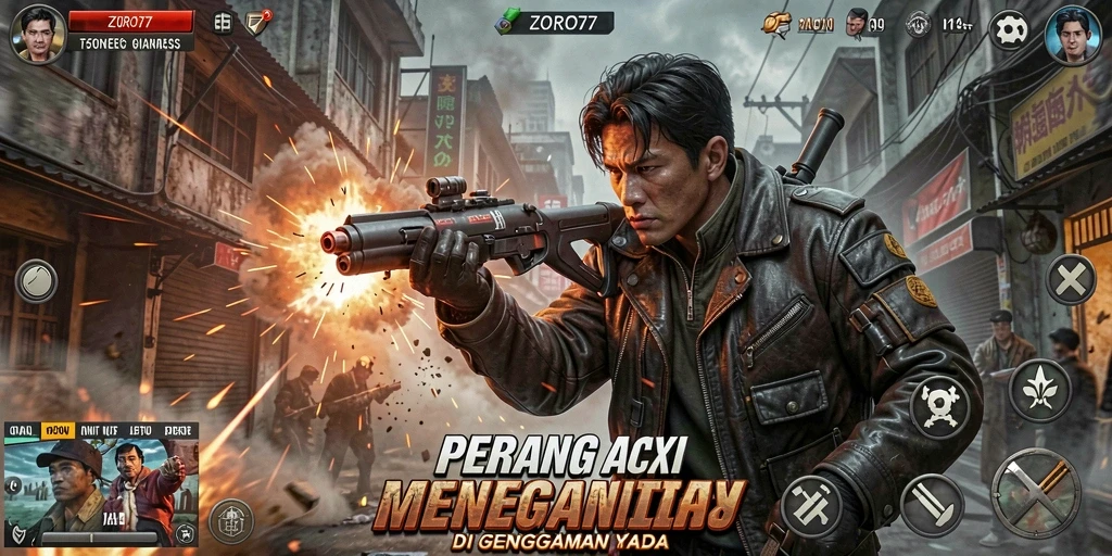 Gameplay ZORO77 yang intens dan penuh aksi di arena pertempuran.